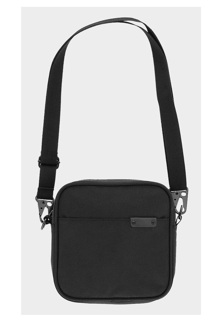 Borseta de Umar Unisex Negru Intens - Poliester - Sportstyle - SS25 - Cross-body - Compartiment Fermoar - Curea Reglabila - Detalii Reflectorizante