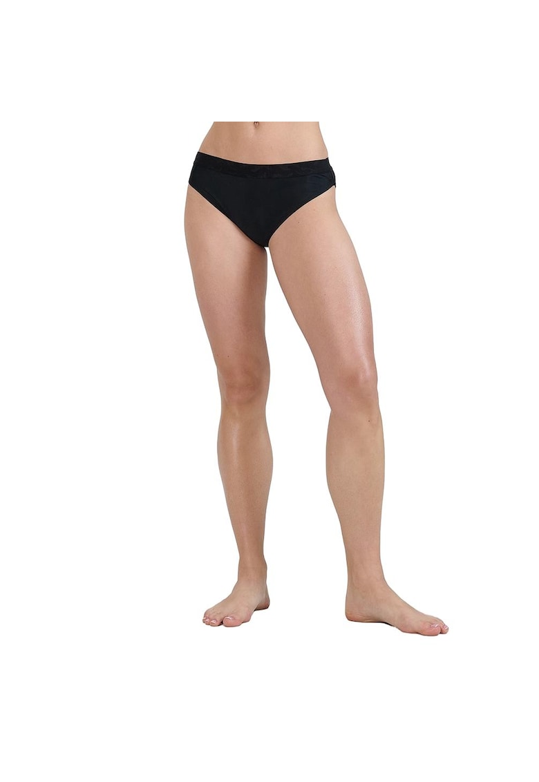 Slip de bikini negru - elastic - cu uscare rapida - pentru femei - sintetic/elastan