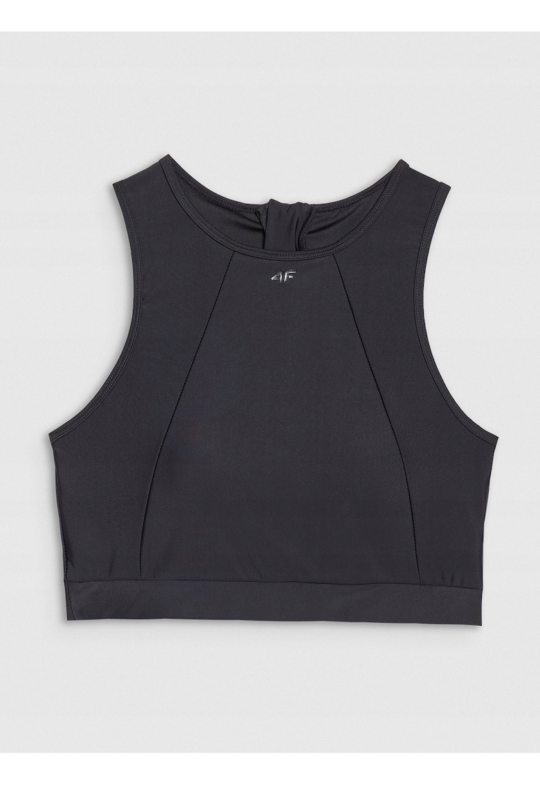 Top de bikini negru - material sintetic - cupe detasabile - croiala boxer - pentru femei