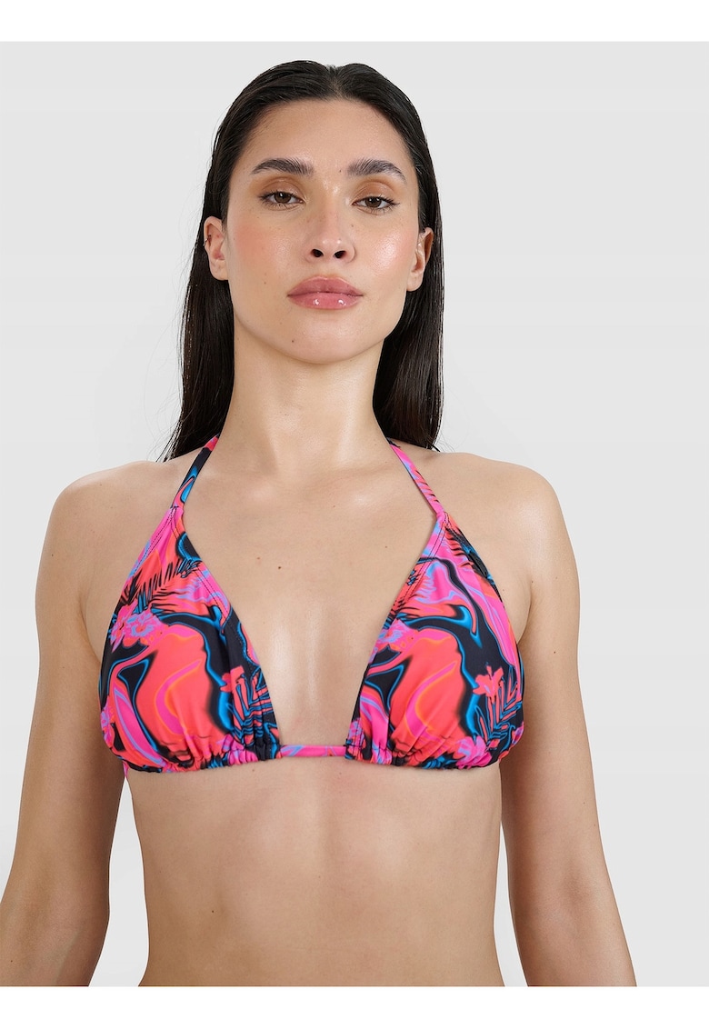 Top bikini croiala halter - cupe triunghiulare - material sintetic