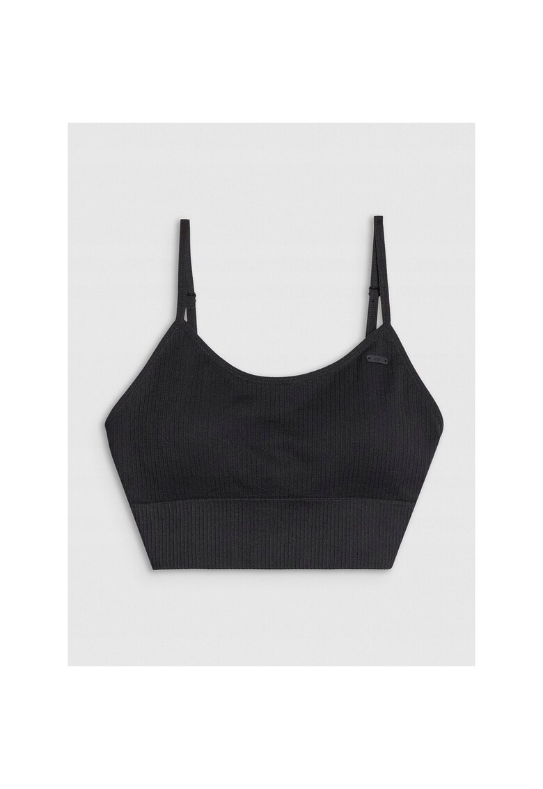 Bustiera sport sustinere redusa - negru - fara cusaturi