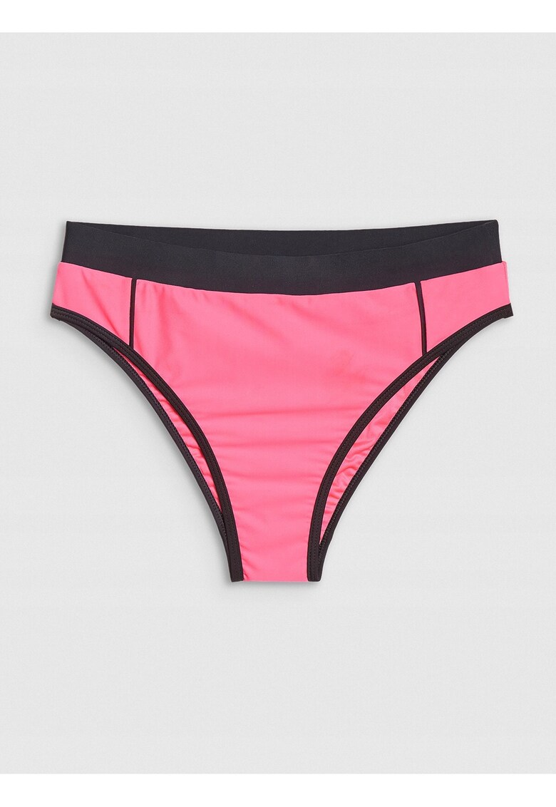 Slip de bikini pentru femei roz - elastic - talie medie - sintetic