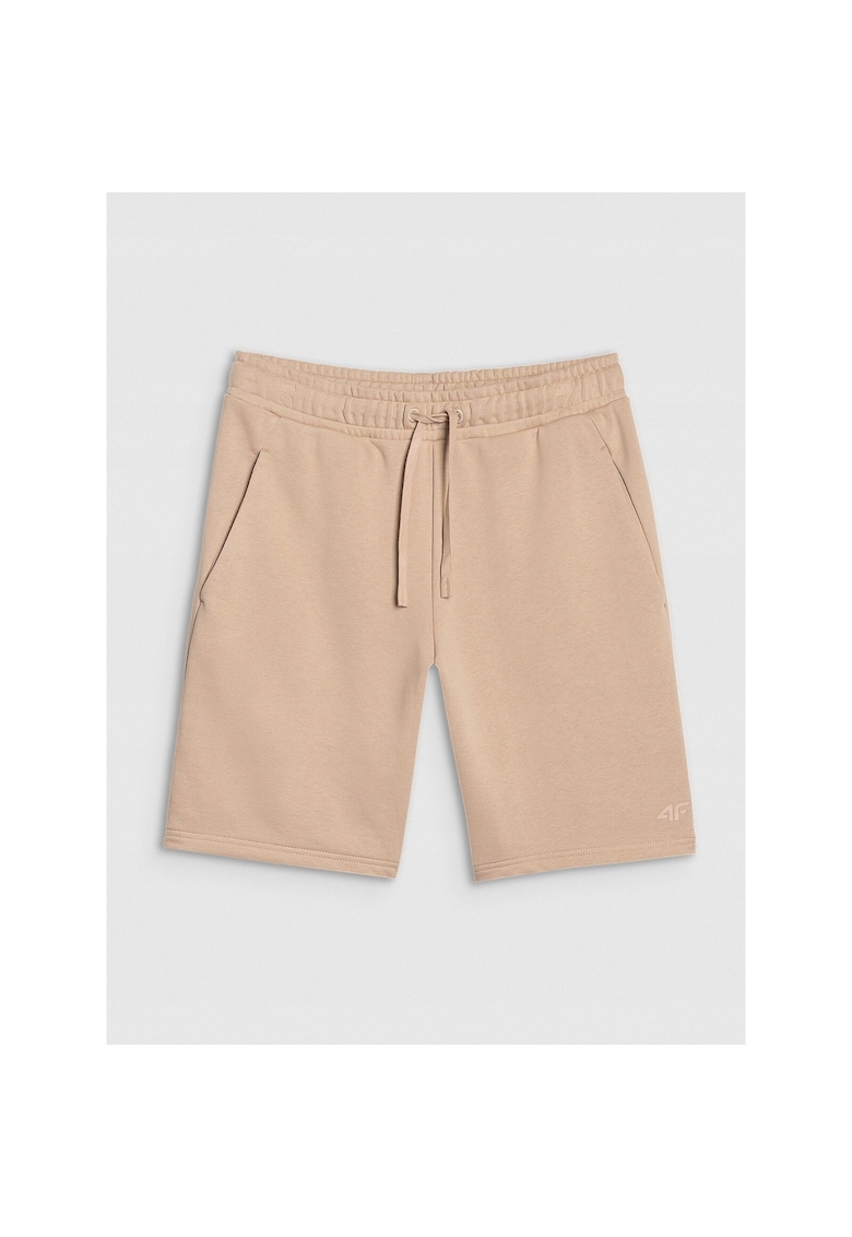 Pantaloni scurti de sport bej - bumbac 80% - talie elastica -