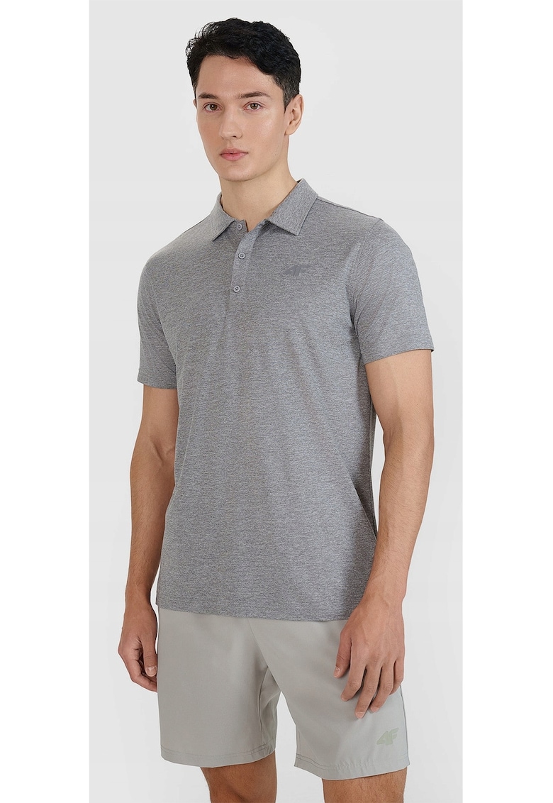 4f Tricou polo barbati croiala obisnuita - uscare rapida -gri - material sintetic - Gri deschis