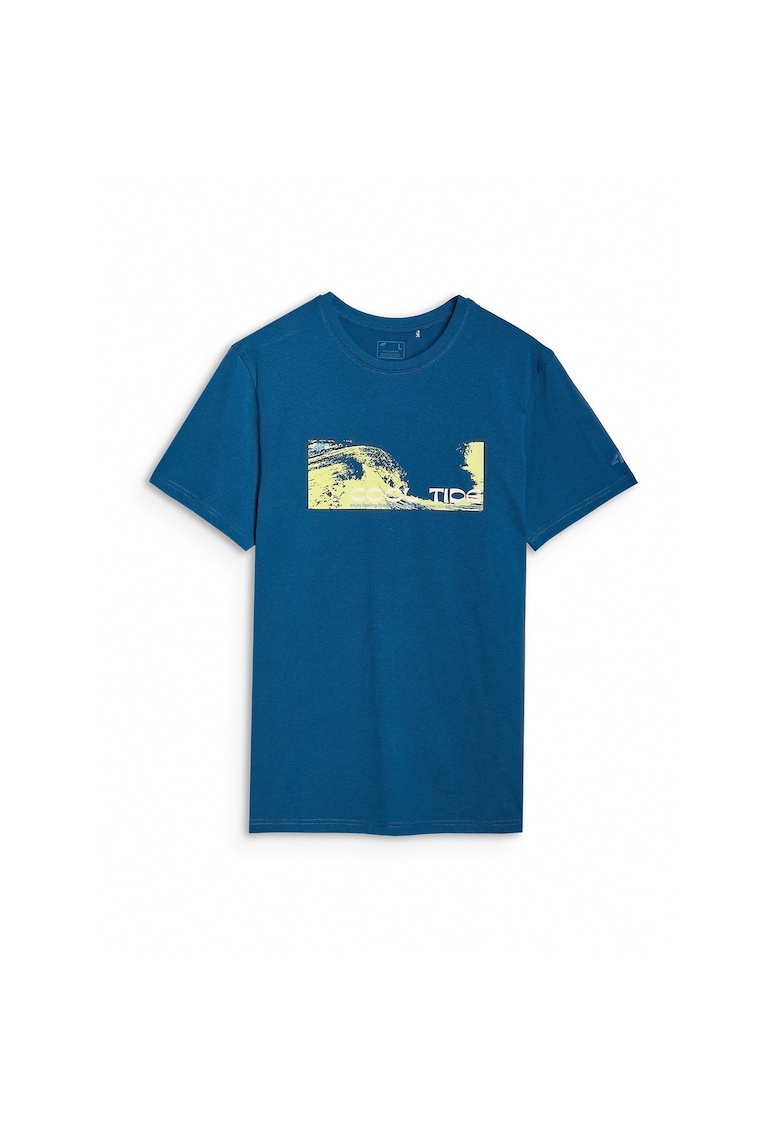 Tricou sport barbati turcoaz - imprimeu valuri - bumbac