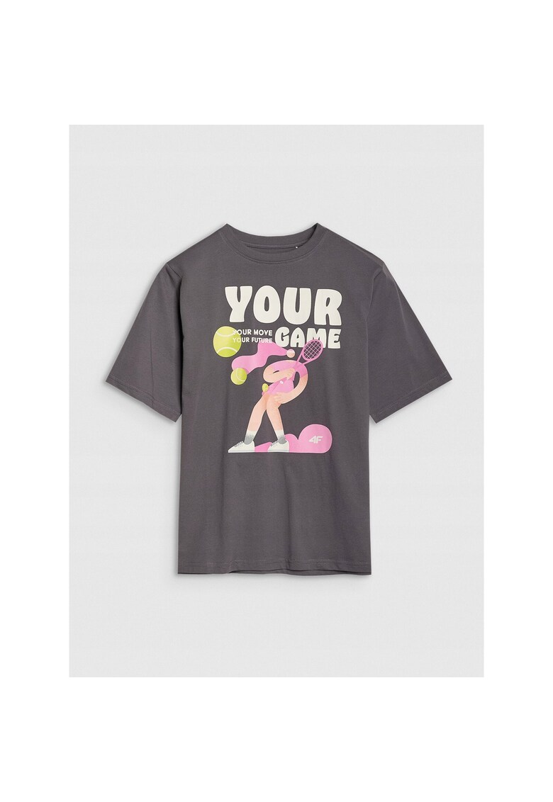 Tricou copii - oversized - gri - bumbac 100%