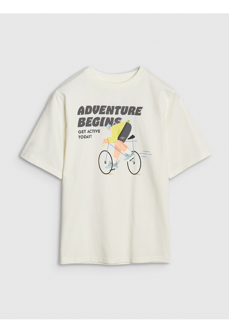 Tricou baieti - imprimeu sportiv - alb - bumbac - Alb