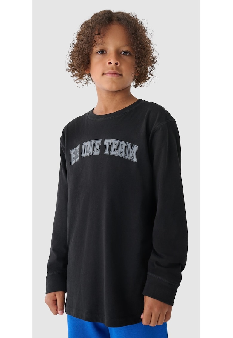 Tricou cu maneca lunga oversize - bumbac - negru