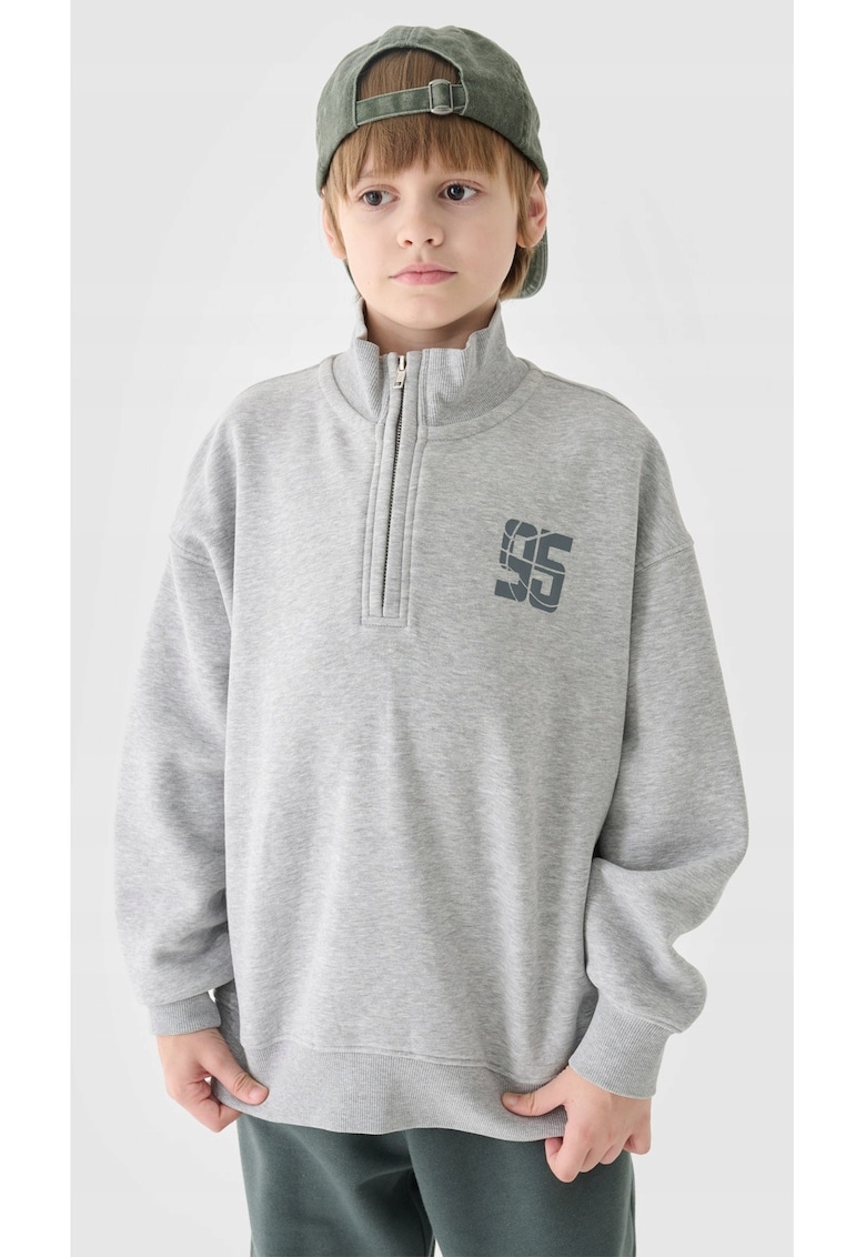 Hanorac Baieti Junior Gri SPORTSTYLE - Marime 122 - Bumbac si Poliester - Imprimeu ""95""