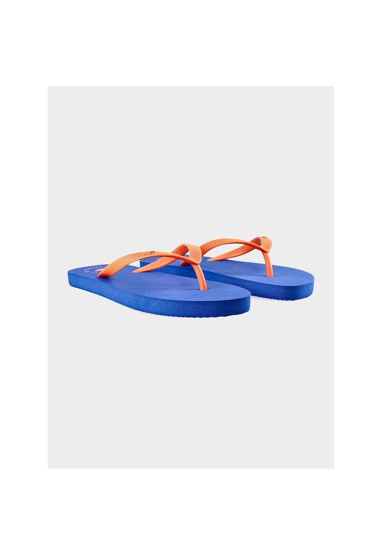 Slapi pentru baieti - cauciuc - talpa moale - albastru/portocaliu