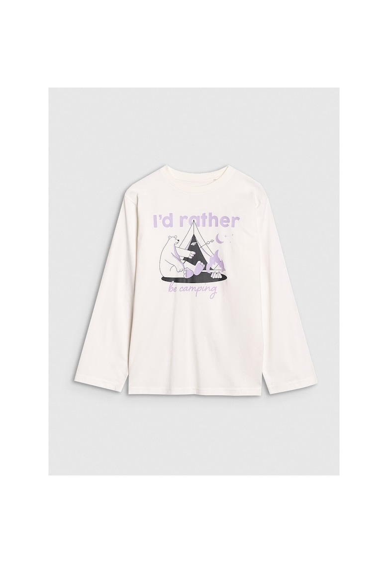 Bluza pentru fete - imprimeu camping - Alb