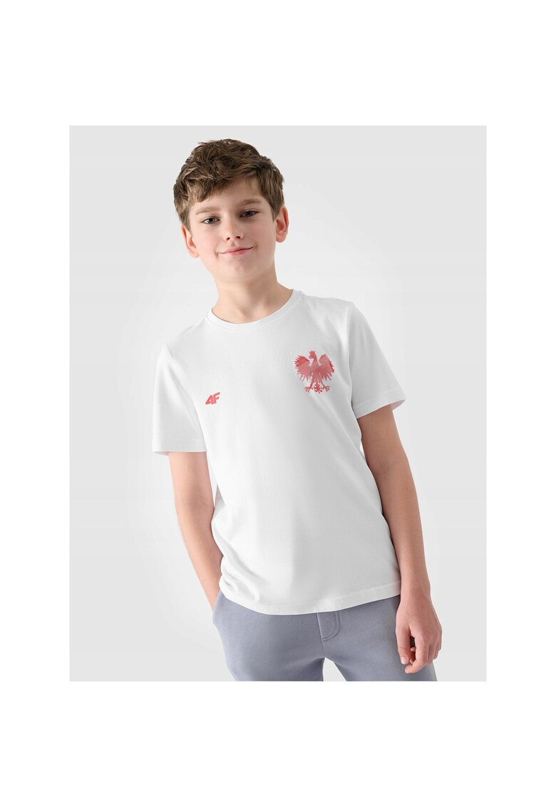 Tricou Copii Junior Suporter - Bumbac 100% - Regular Fit - Model Unisex - Imprimeu Vultur - Culoare Neutra - Ideal Sport/Casual