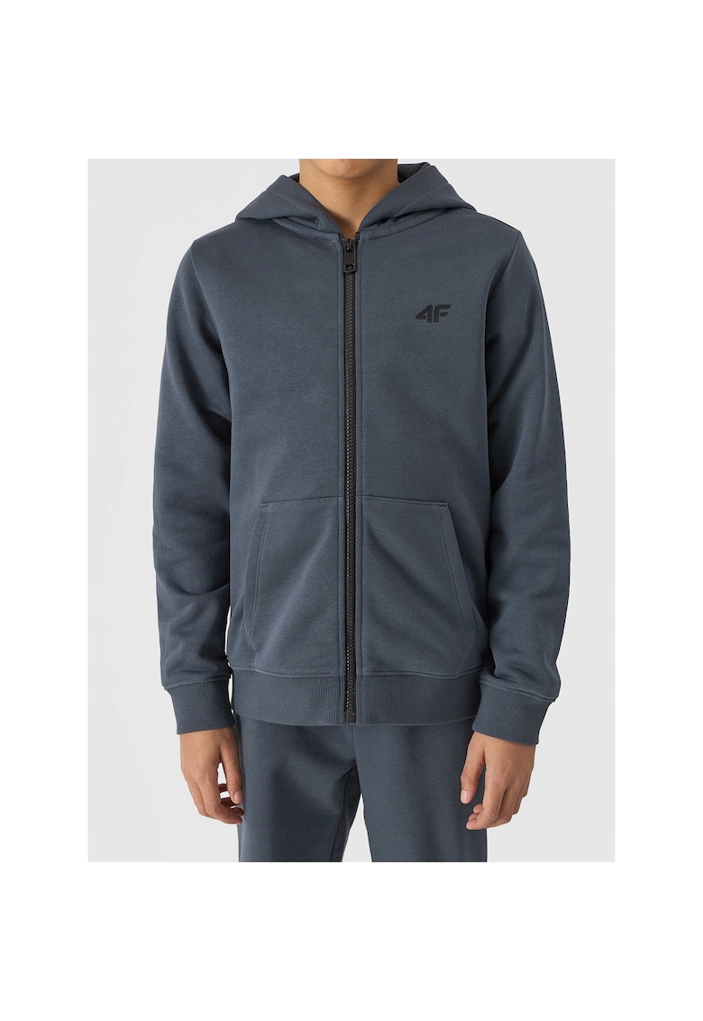 Hanorac Gri cu Gluga si Fermoar pentru Baieti - 78% Bumbac - Marime 122 - Sportstyle - Junior