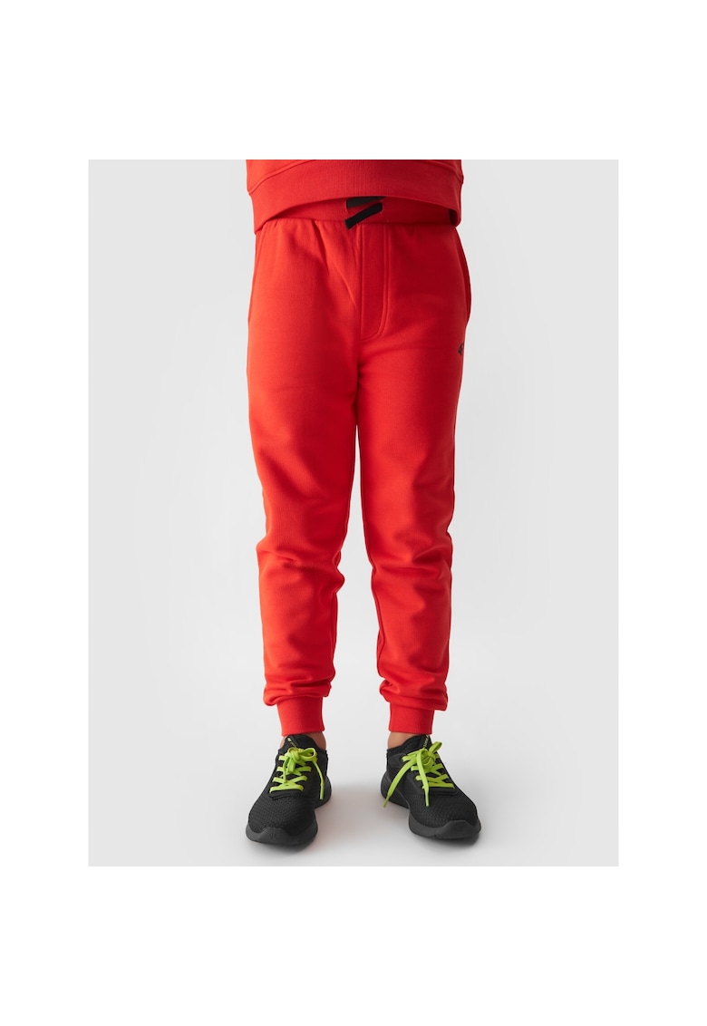 4f Pantaloni sport copii portocalii - bumbac - cu buzunare