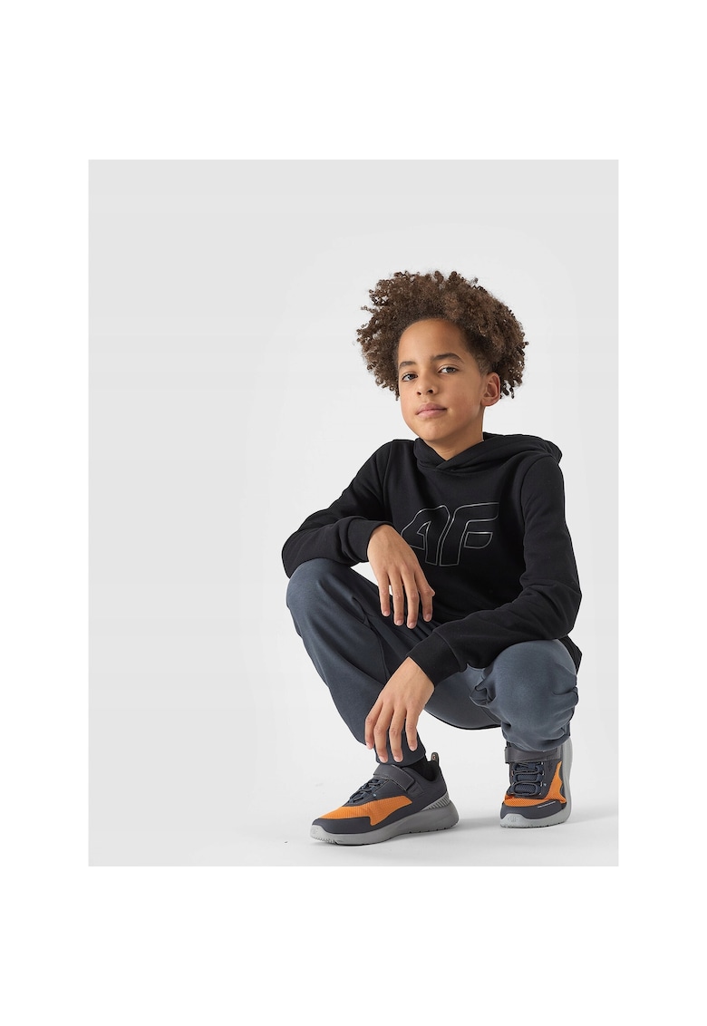 Hanorac baieti cu gluga Negru - 128 - Sportstyle - bumbac-polyester - buzunar marsupiu - croiala regular - calduros - comod - ideal pentru tinute casual si sport