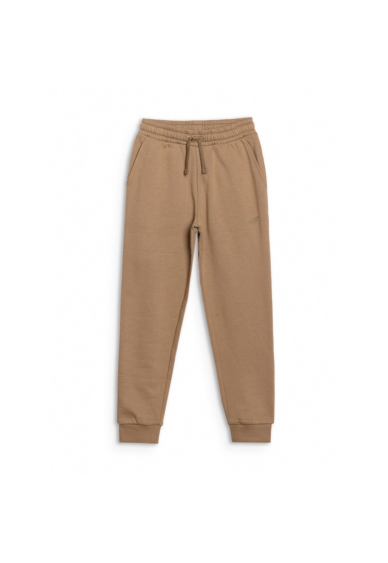 Pantaloni sport pentru fete - bej - croiala confortabila - material din bumbac si poliester