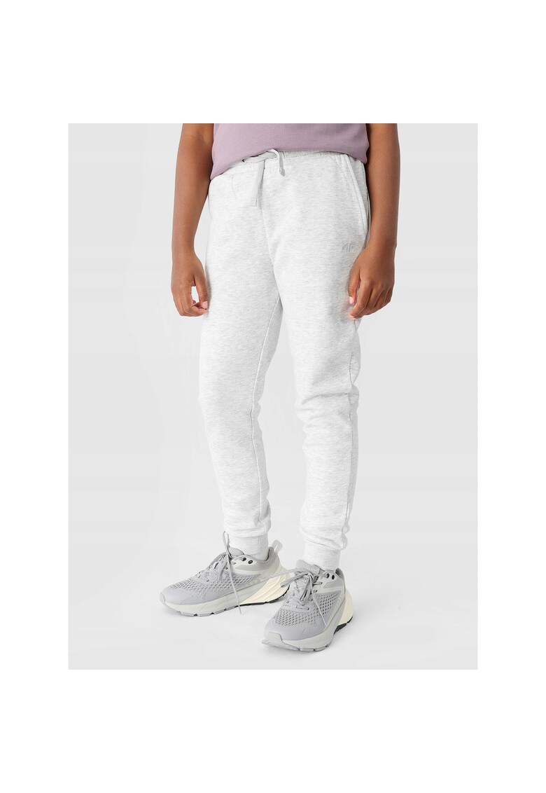 Pantaloni sport pentru fete - gri - croiala confortabila - material din bumbac si poliester