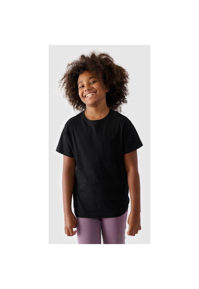 Tricou copii - negru - 100% bumbac - croiala lejera - pentru fete -
