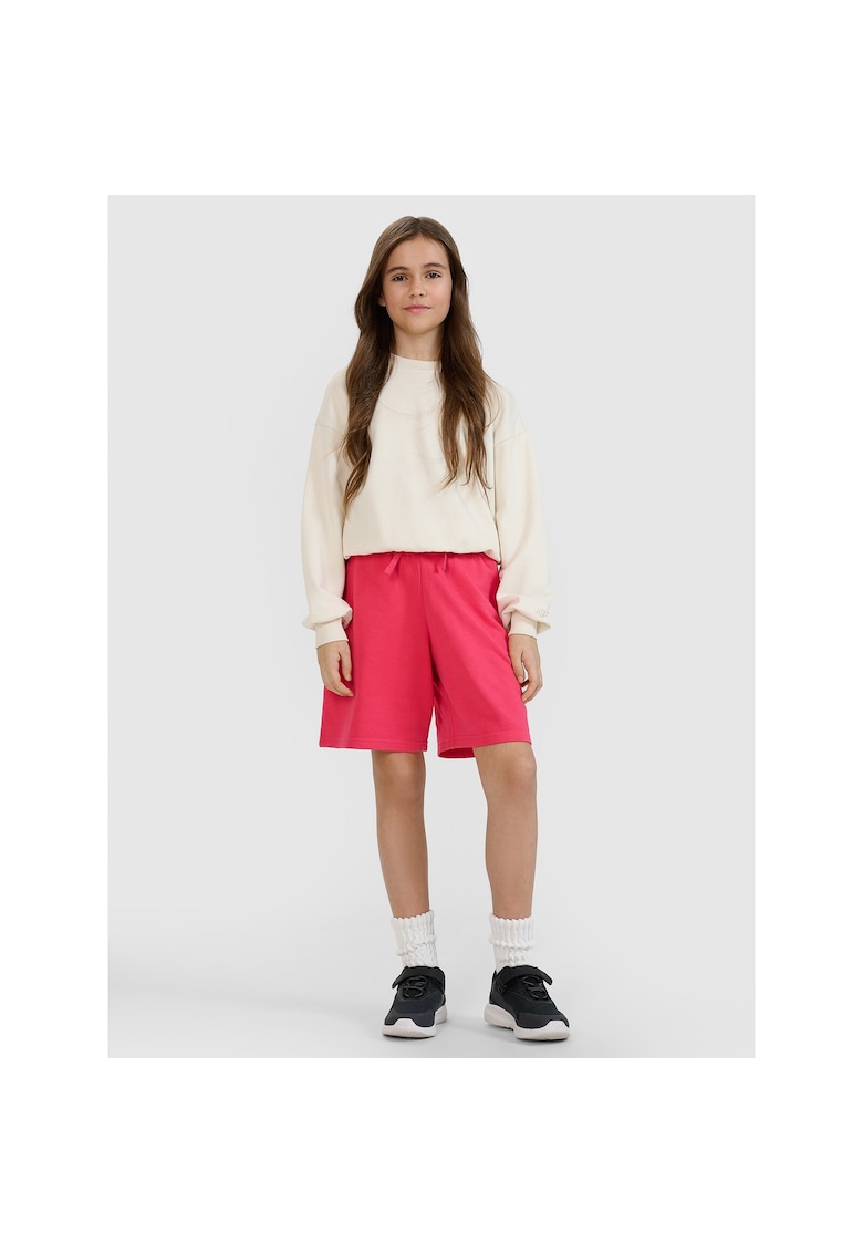Pantaloni scurti pentru fete  roz - oversize - din bumbac si poliester - fara captuseala