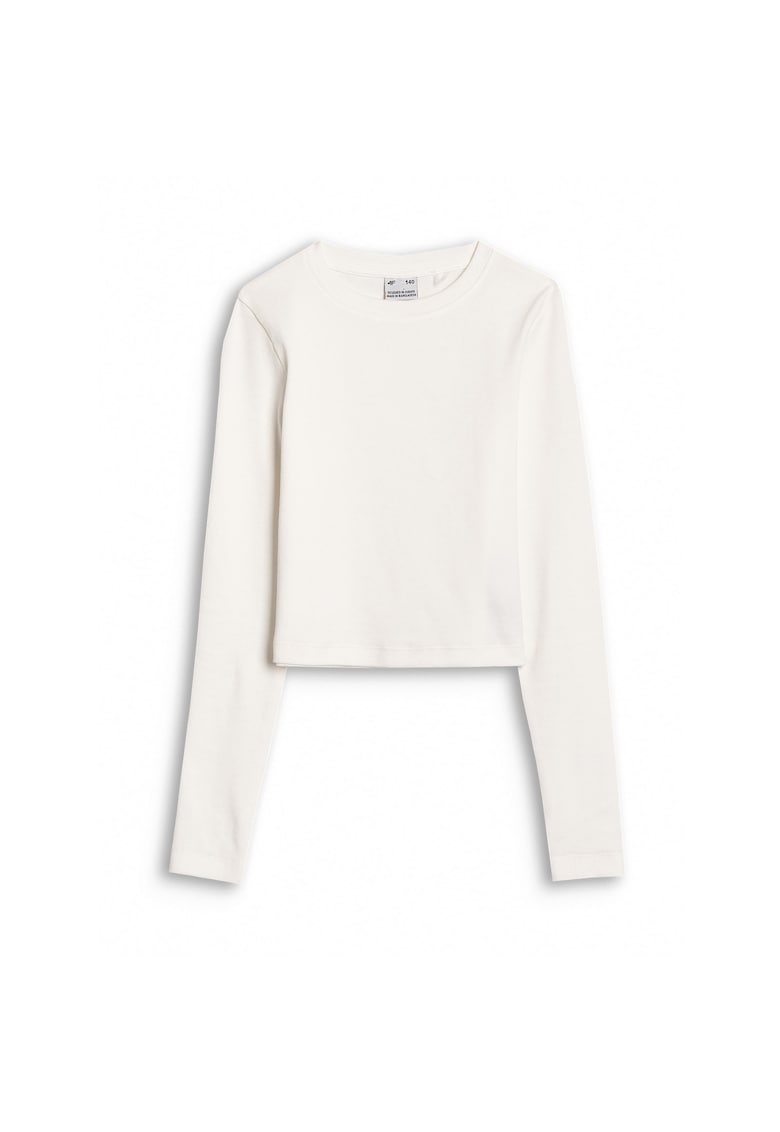 Bluza fete maneca lunga - slim - bumbac/elastan - albvadsfq - Alb