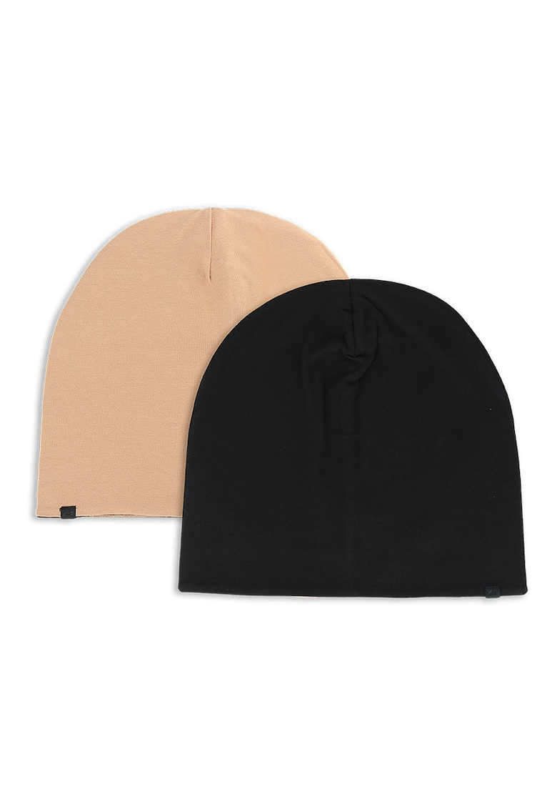 4f Caciula beanie unisex copii model reversibil - bej/negru - dimensiune universala