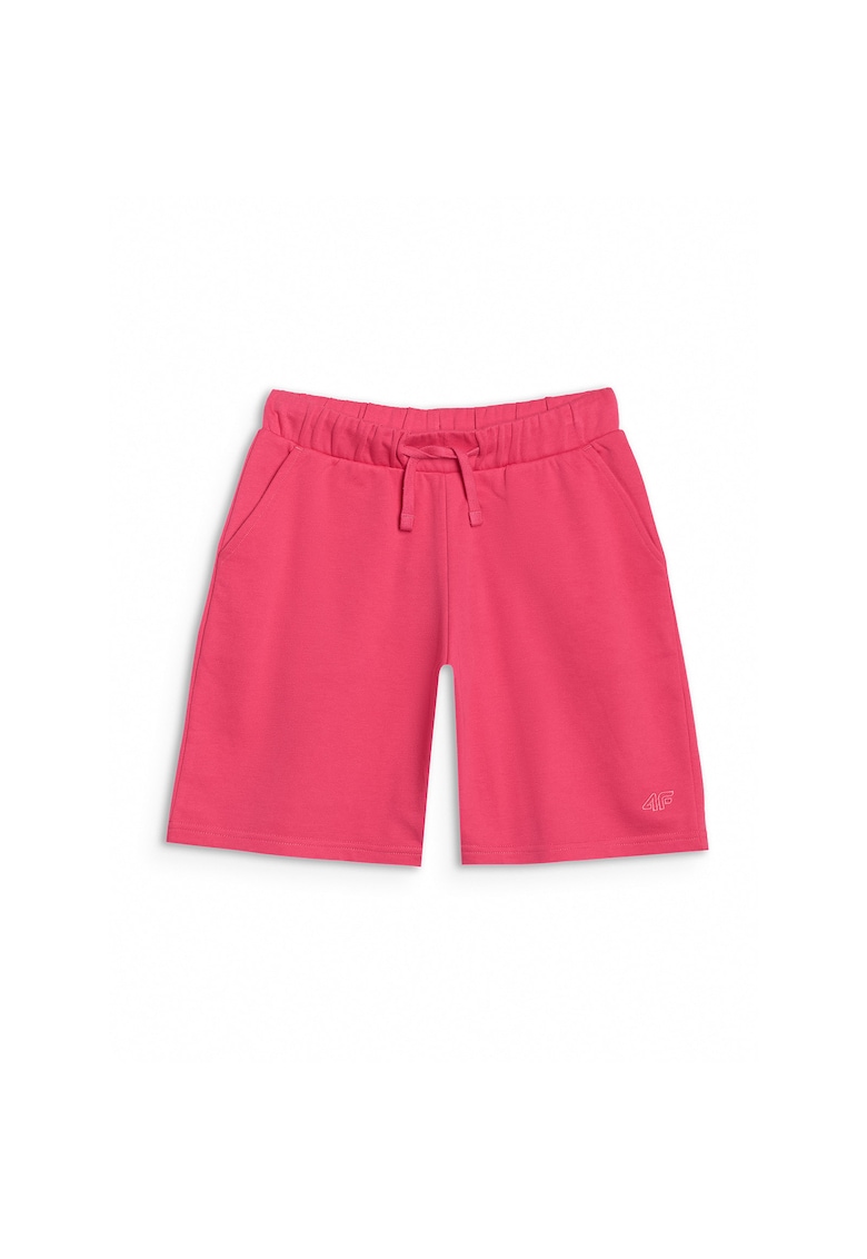 Pantaloni scurti pentru fete roz - oversize - din bumbac si poliester - fara captuseala
