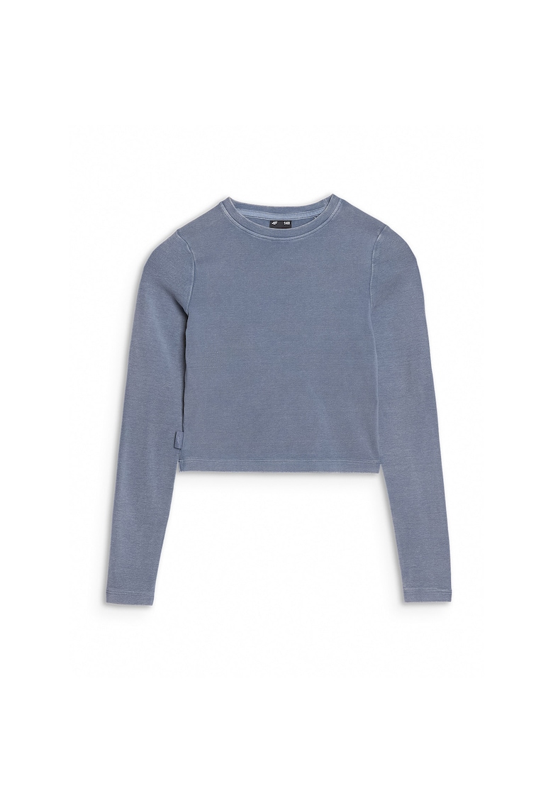 Bluza fete - maneca lunga - slim - bumbac - bleumarin - Bleumarin