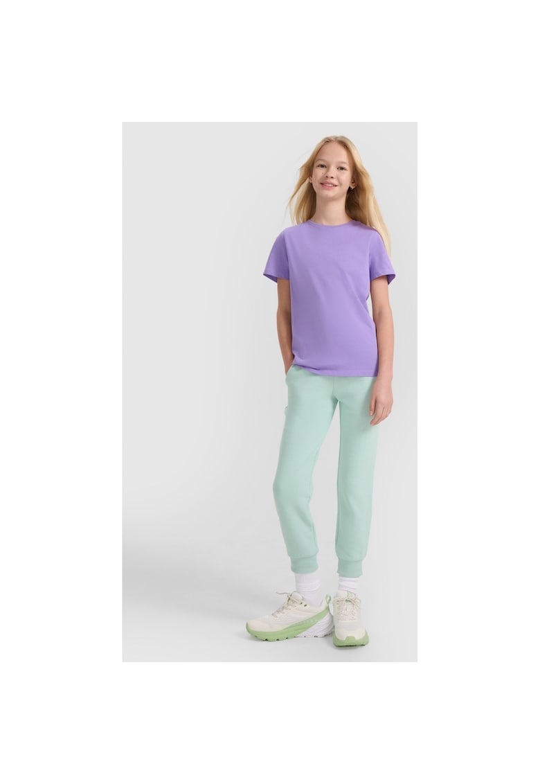 Pantaloni sport  pentru fete - turcoaz - croiala normala - material French Terry - bumbac/poliester