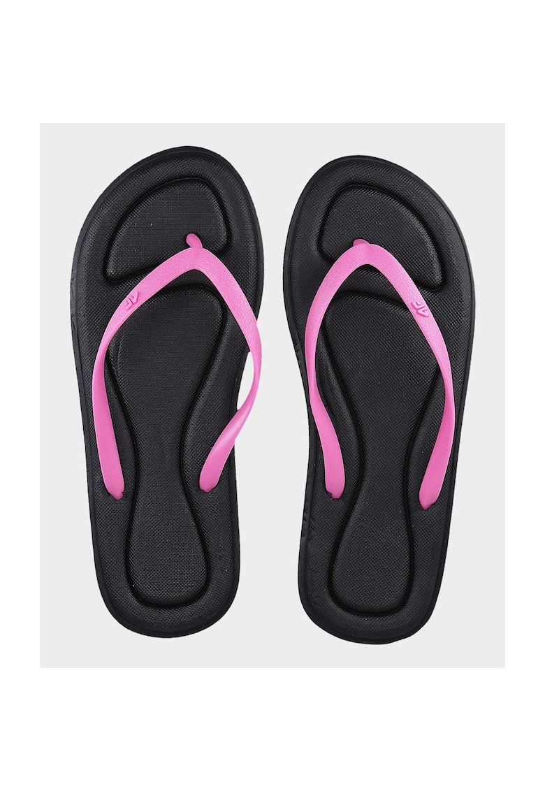 Slapi dama curele de cauciuc - talpa moale - negru roz - primavara-vara 2023