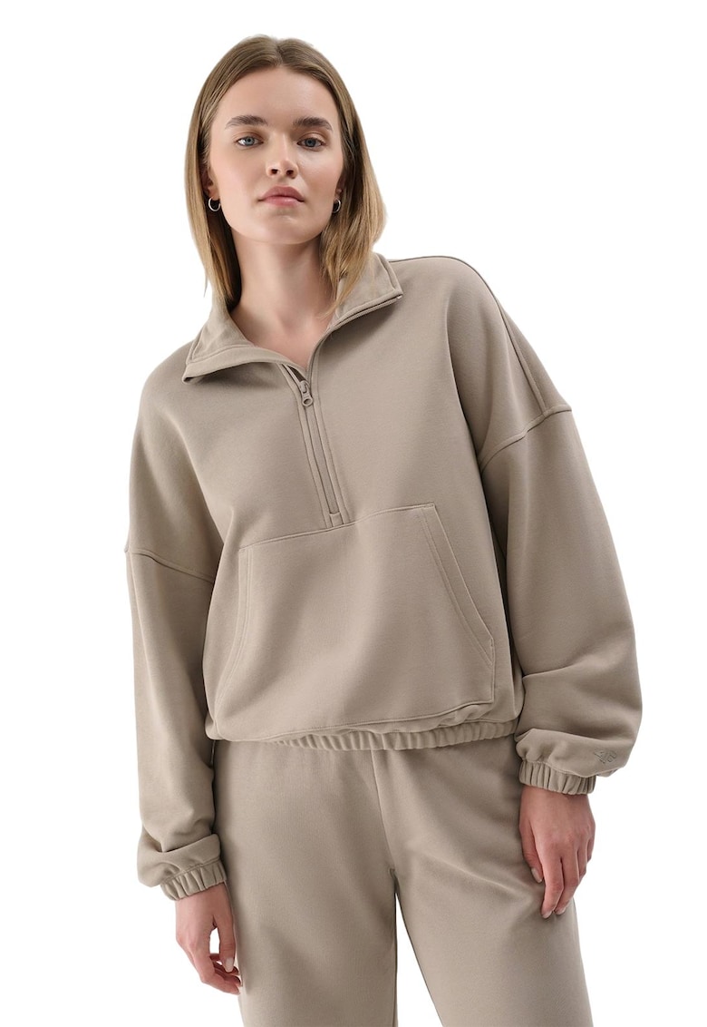 Hanorac pentru femei - model oversize - bej - bumbac