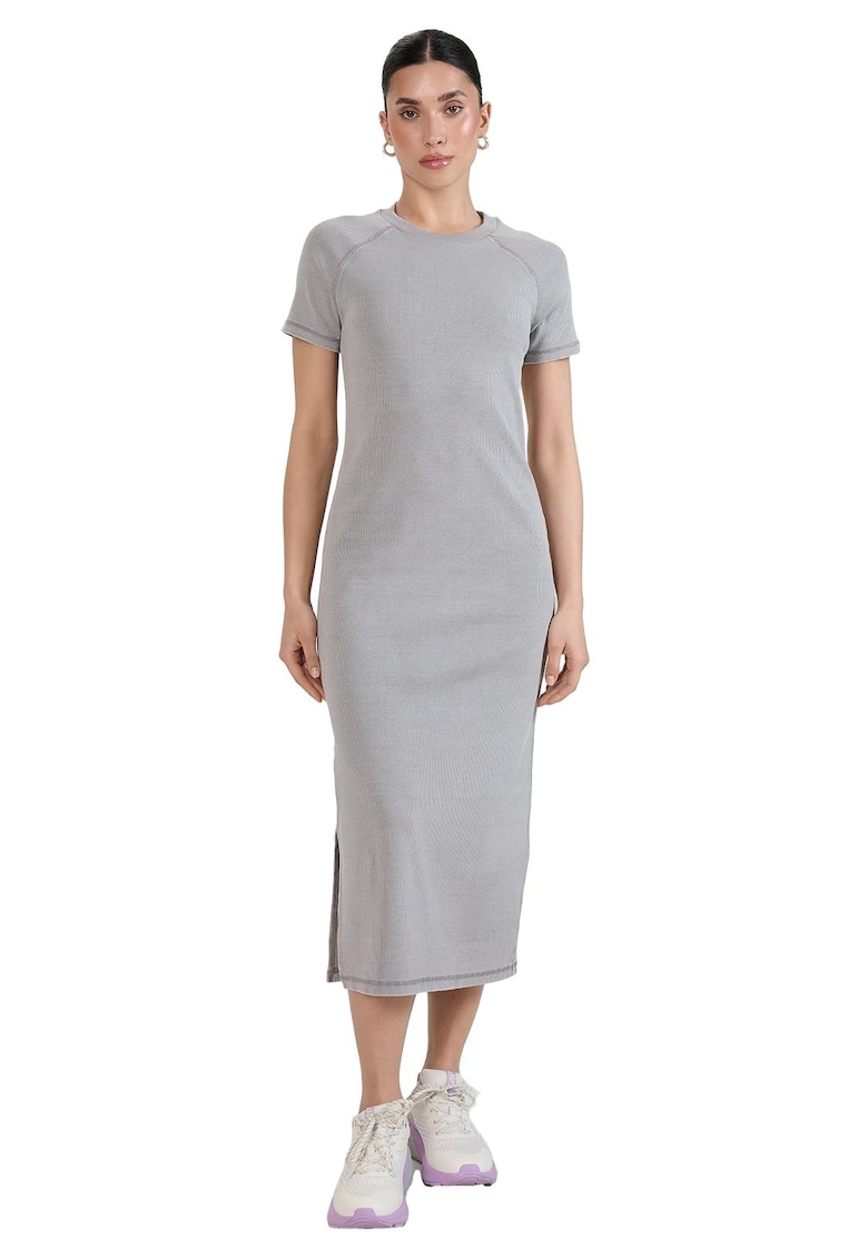 Rochie midi -  tricot - bumbac - gri