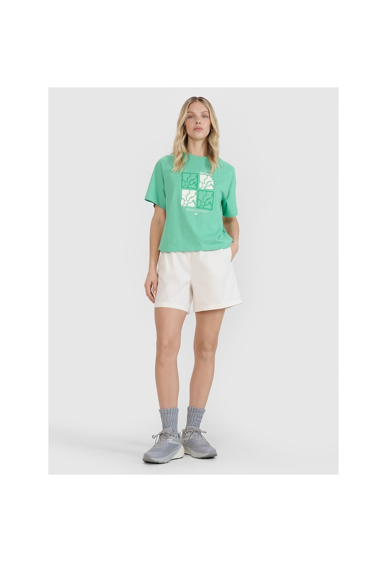 Pantaloni scurti casual dama alb - 100% bumbac - croiala regulata - talie elastica