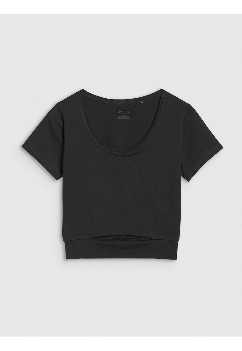 Tricou dama scurt - negru - bumbac - Negru