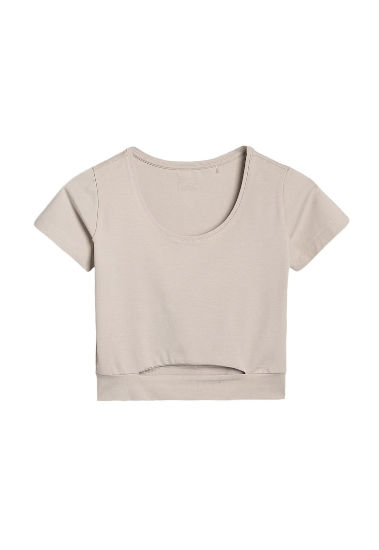Tricou dama scurt - sportiv - bej - bumbac
