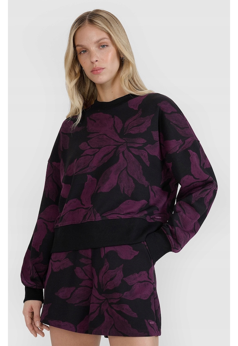 Hanorac dama multicolor - sintetic - croiala normala - fara gluga - mov/negru