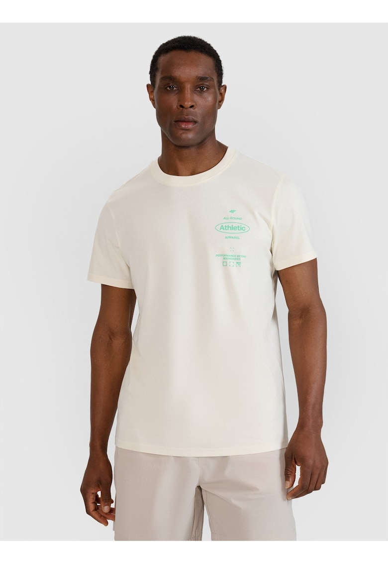 Tricou barbati  alb - bumbac 100% - croiala normala - imprimeu pe fata