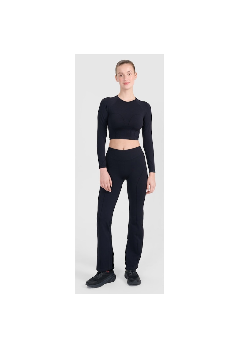 Pantaloni sport dama evazati - negri - fara cusaturi