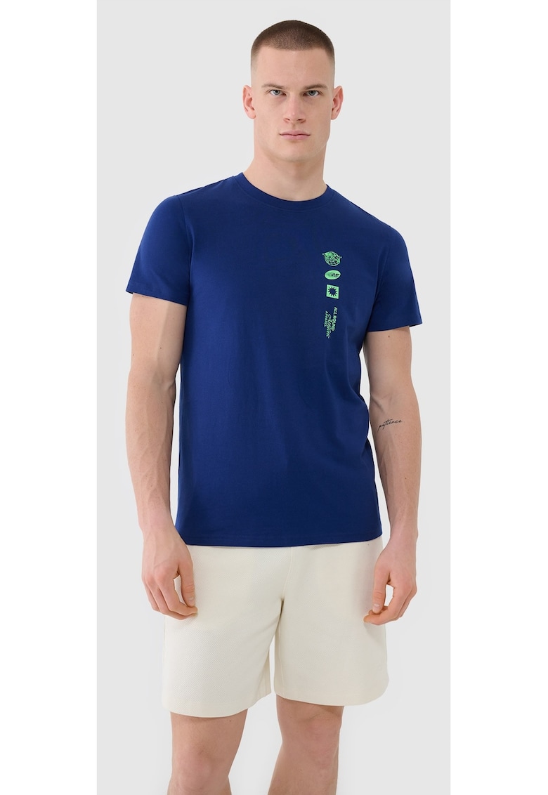 Tricou barbati croiala normala - imprimeu sportiv - bleumarin - bumbac 100%