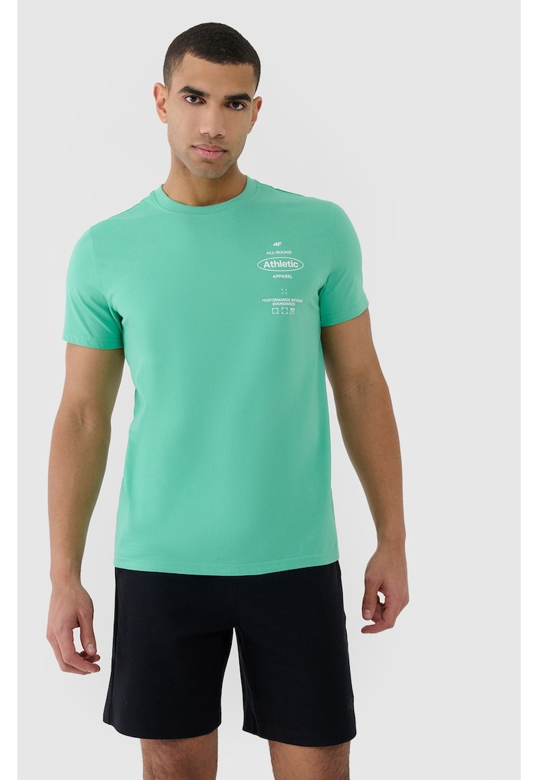 Tricou barbati  verde - bumbac 100% - croiala normala - imprimeu pe fata