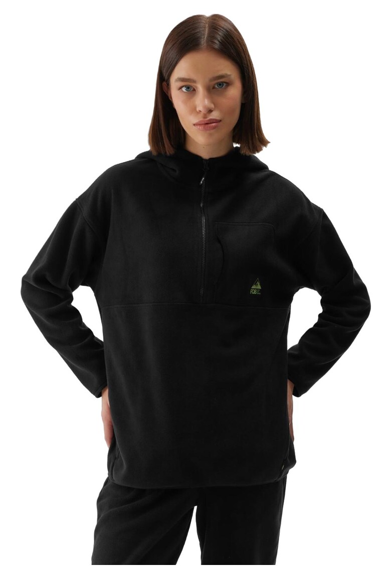 Hanorac dama fleece cu gluga - negru - tehnologie 4FWarm