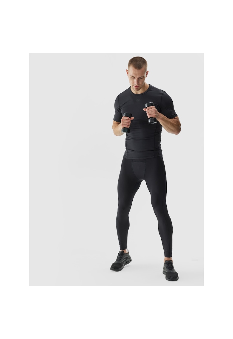 Colanti sport negri - talie medie - material reciclat - tehnologie 4FDry - set de antrenament pentru barbati