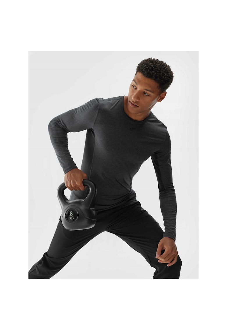 Tricou de antrenament maneca lunga - uscare rapida - gri - poliester