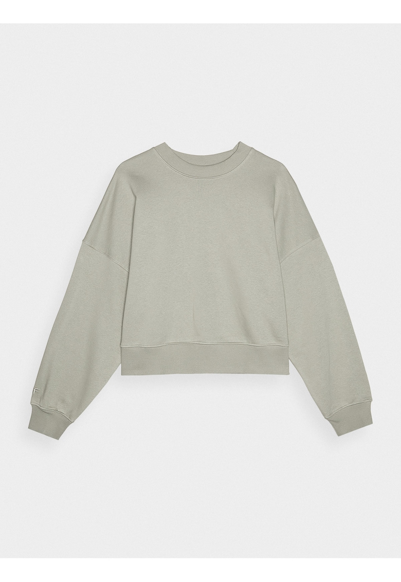 Hanorac dama oversized - masliniu - bumbac/poliester - fara gluga - fara fermoar