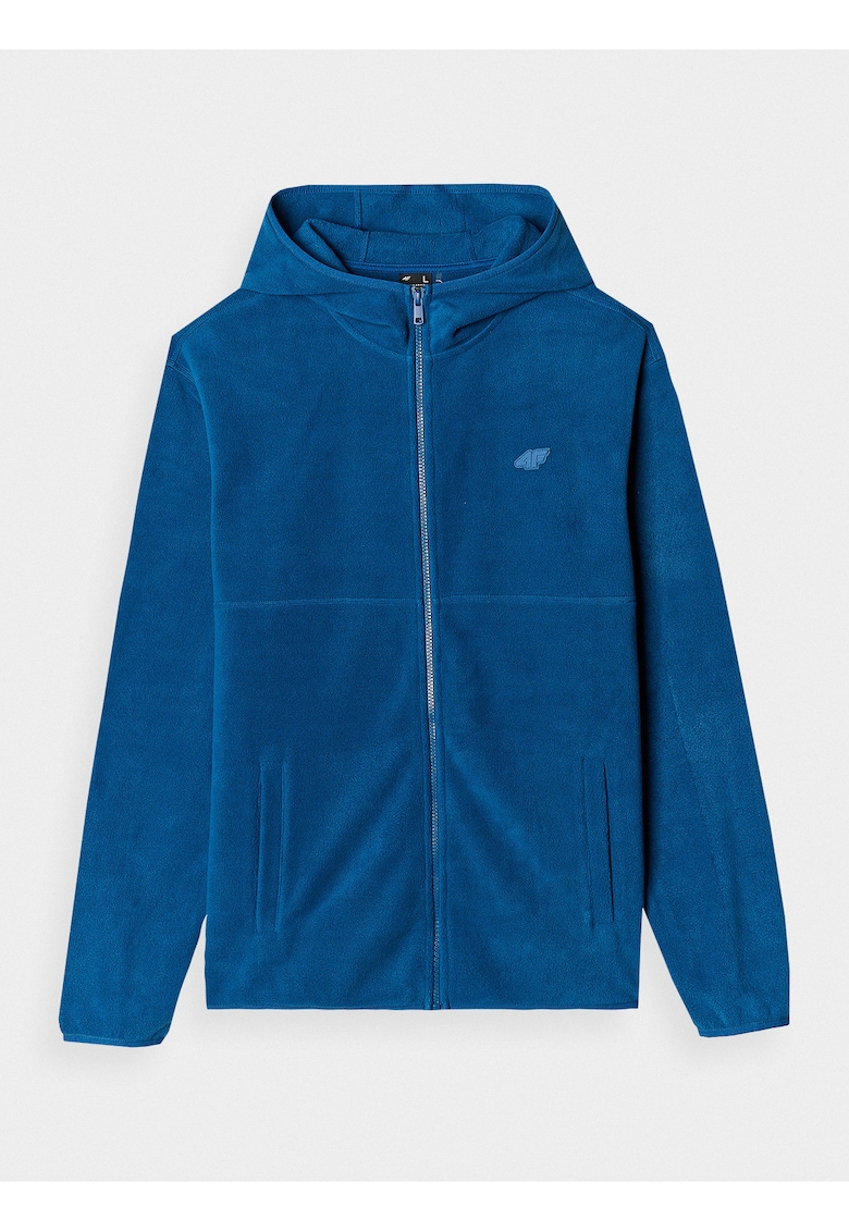Hanorac barbati fleece cu gluga - turcoaz - greutate medie - tehnologie 4F Warm