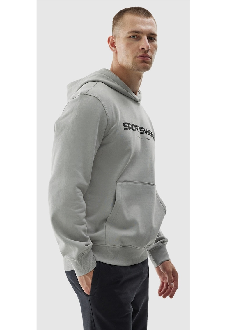 Hanorac Barbati Gri cu Gluga - Croiala Regular - Material Moale Bumbac-Poliester - Inscriptie ""Sportswear 4F Brand 1995"" - Sportstyle S-3XL AW24