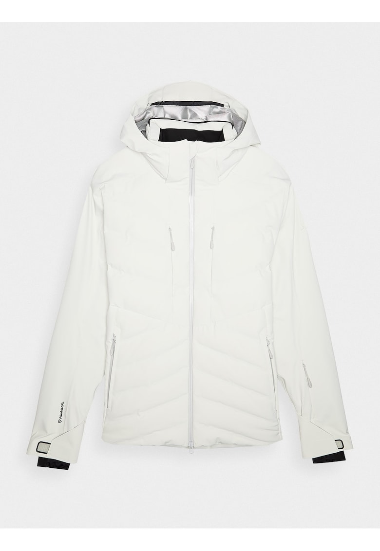 Geaca Tehnica de Schi Barbati Dermizax cu Gluga Detasabila si Izolatie PrimaLoft - Gri Deschis