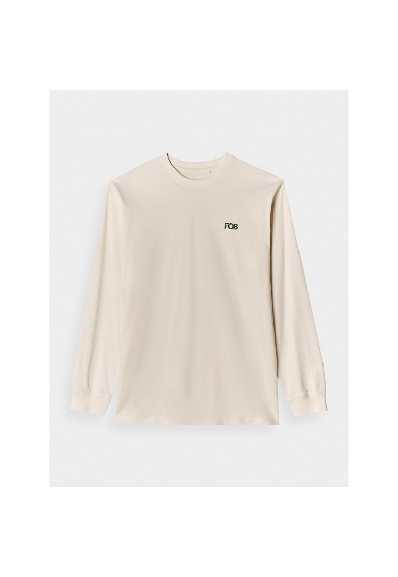 Bluza sport 4FWAW24TLONM315-11S - oversize - imprimeu montan - bumbac - alb