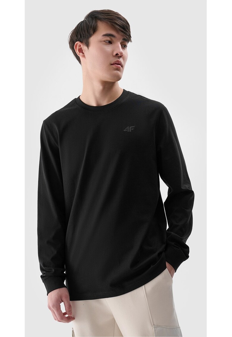 Tricou Barbati Longsleeve Negru Intens - 100% Bumbac - Regular Fit - 200 gsm - Sportstyle - S-XXL -