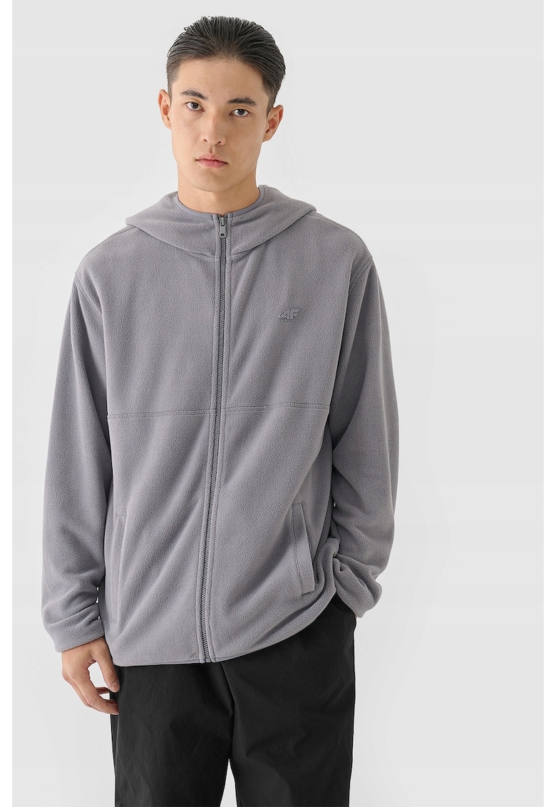 Hanorac barbati - fleece cu gluga - gri - tehnologie 4F Warm