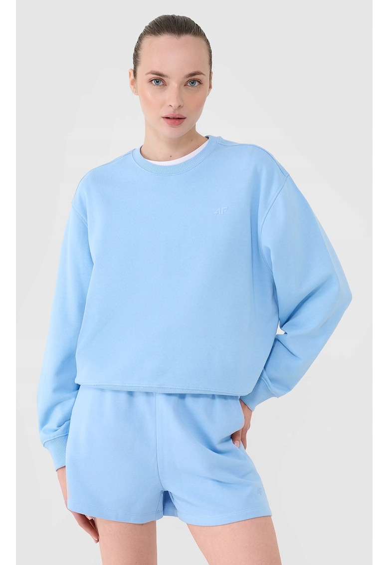 Hanorac Sport pentru Femei din Bumbac fara Gluga - Culoare Denim - Croiala Regular - Confortabil si Durabil - Ideal pentru Tinute Casual si SportSTYLE